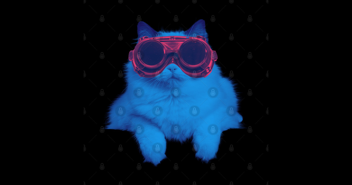 Cyberpunk Cat With Glasses - Cat - Sticker | TeePublic