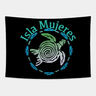 Isla Mujeres Tribal Turtle Tapestry