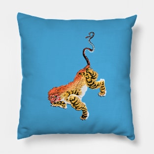 Antique Japanese Tiger Monster Nue Pillow