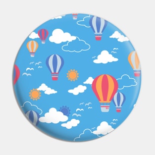 Hot Air Balloon in the Blue Sky Pattern Pin