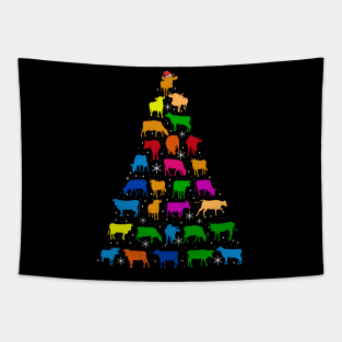 Cows Christmas Tree Tapestry