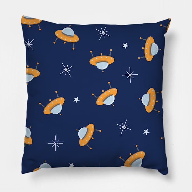 UFOs Pattern Design Pillow by burropatterns