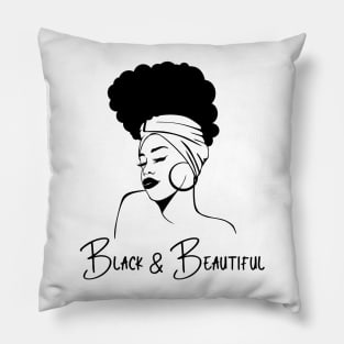 Black and Beautiful, Black Woman Pillow