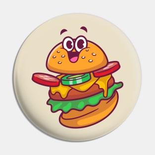 Cute Happy Burger Cartoon Pin