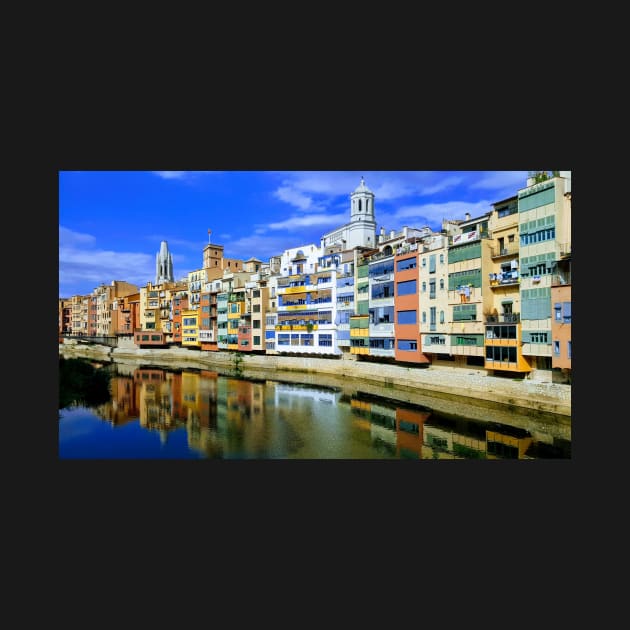 Pont de les peixateries velles Gerona Spain - A photo of water, buildings and sky by ART-T-O