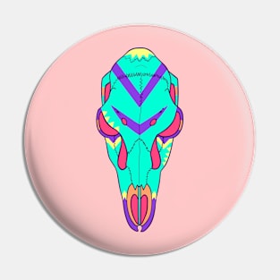 Painted Doe Skull Pin