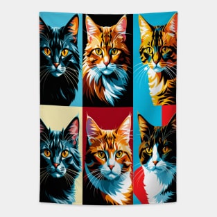 Pop Art Cat Portraits Tapestry