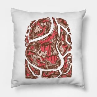 Abstract Wave of Thoughts No 3 Pink and Tan Pillow