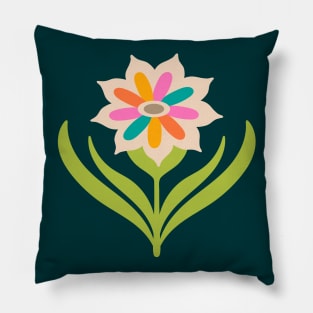 TAMI Mid-Century Modern Mod Floral Pointed Daisy in Bright Multi-Colours - UnBlink Studio by Jackie Tahara Pillow