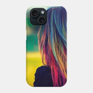 Woman with colorful hair at farm Phone Case