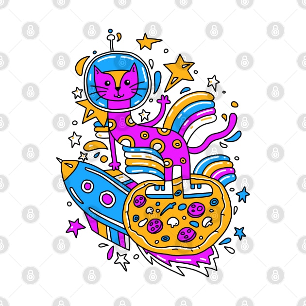 Cosmic cat on pizza moon by hyperactive