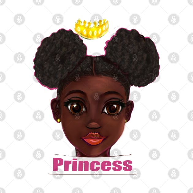 Princess - The best Gifts for black girls 2022 beautiful black girl with Afro hair in puffs, brown eyes and dark brown skin. Black princess by Artonmytee