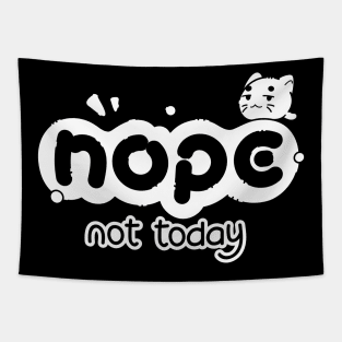Nope Not Today Kitty | Black & White Tapestry