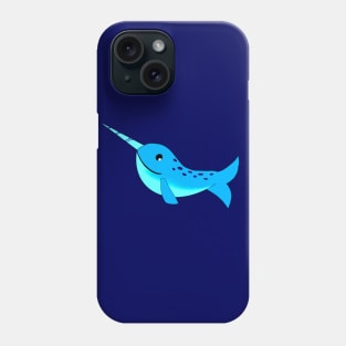 Blue cute Cartoon Narwhal Phone Case