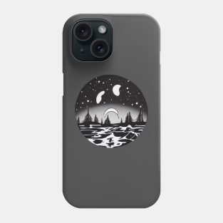 Retro Reverie: Unveiling the Majestic Timeless Mountain Under a Dark Sky Phone Case