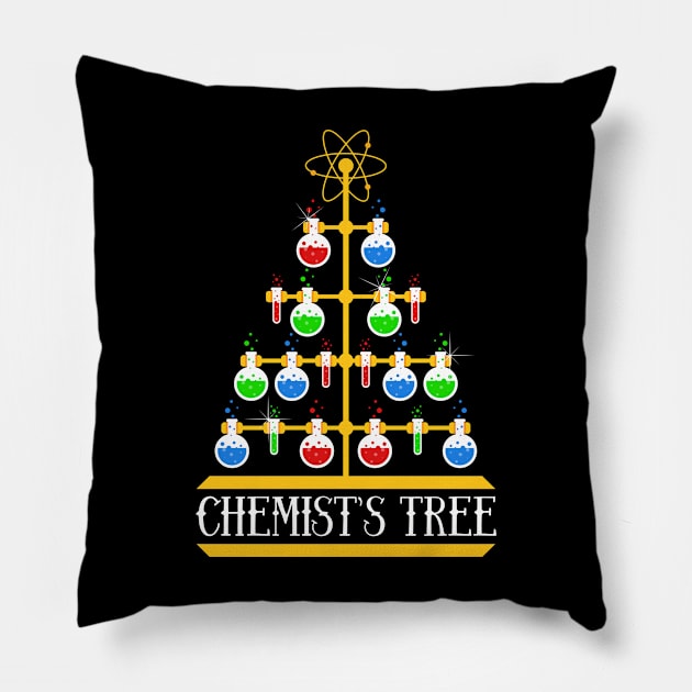 Chemist's Tree Funny Chemistry Christmas Tree Pillow by Teeziner