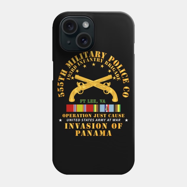 555th Military Police Co - 193rd IN BDE - Ft Lee w Svc Ribbons Phone Case by twix123844