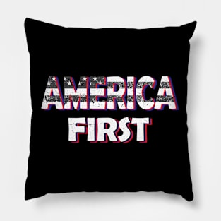 America first USA American patriot flag Memorial Day vintage Pillow