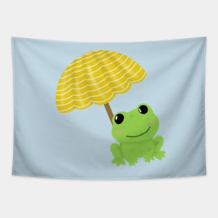 Frog under beach umbrella Tapestry