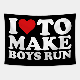 I love to make the boys run, love the funny red heart Tapestry