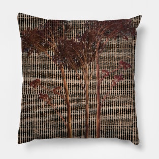 Rustic Dry Sedum Plant Canvas Jute Look Pillow