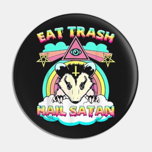 Eat Trash Hail Satan Raccoon Pentagram Satanic Garbage Gang T-Shirt Pin