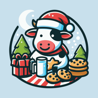 Christmas Cow with Milk and Cookies T-Shirt