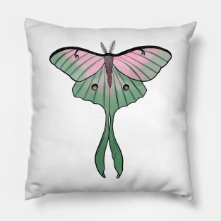 Pink Luna Moth Design Pillow