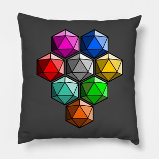 D20 Dice Multicolor Pillow