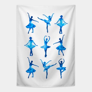 Watercolor Ballerinas (Blue) Tapestry