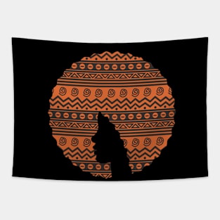 Afro Hair Woman with African Pattern, Black History Tapestry