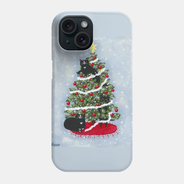 Cats In The Christmas Tree Phone Case by KilkennyCat Art