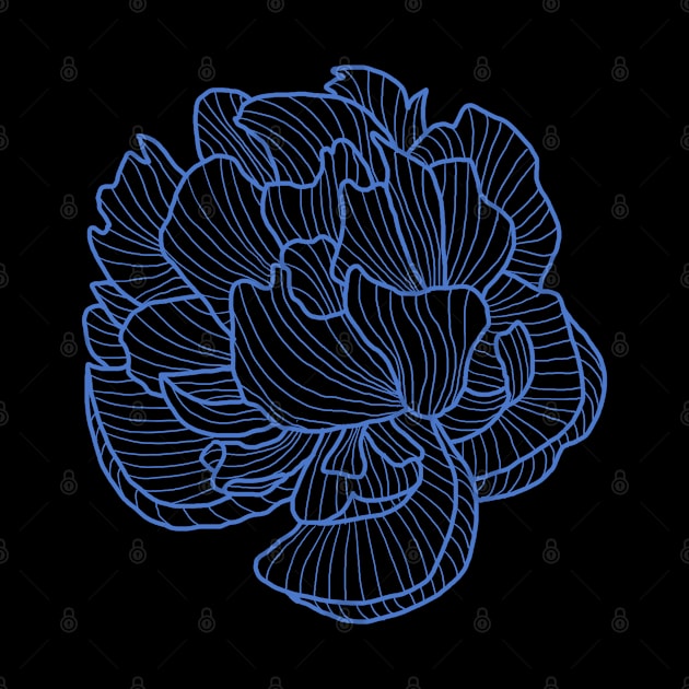 Peony line-art blue by kobyakov