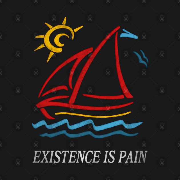 1980s Vintage Style / Existence is Pain Aesthetic Sailboat Faded Design by DankFutura