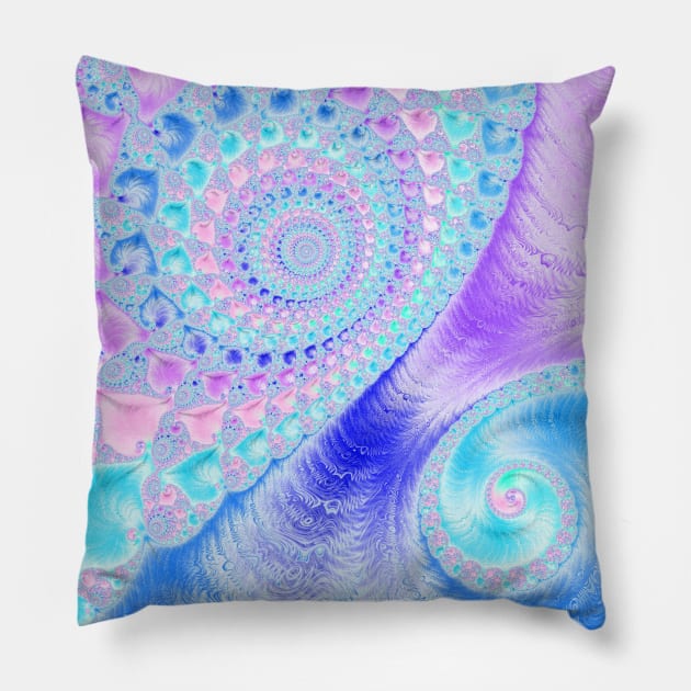 Pink Blue Fractal Spiral Pillow by colors