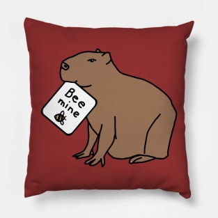 Capybara says Bee Mine on Valentines Day Pillow