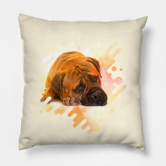 Bullmastiff dog Pillow by Nartissima