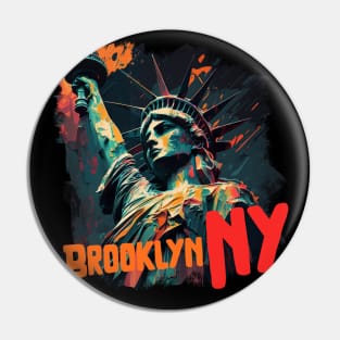 Statue of Liberty in Brooklyn NY Street Art Graffiti Style oil painting Pin