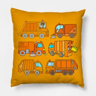 Trash Trucks Rubbish Collection for Kids Pillow