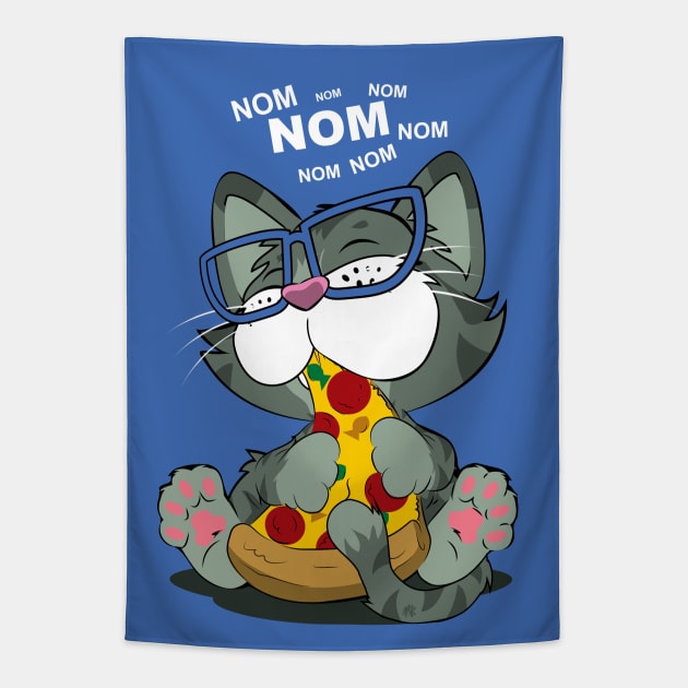 Pizza Cat! Blue Tapestry by CuddleswithCatsArt