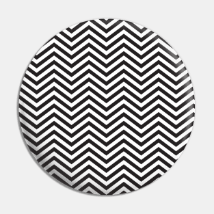 Simple Black and White Chevron Pattern Pin