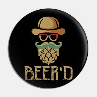 Beer'd Vintage Beard For Craft Beer Lovers Pin