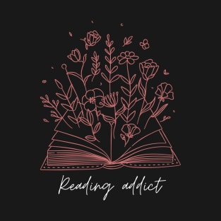 flower books read vintage book flower books read book lovers clothing floral book floral line art floral artwork bookworm wild flowers reading decal book decal book with flowers vintage book T-Shirt