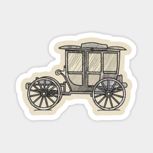 Line art of a Horse-drawn carriage Magnet