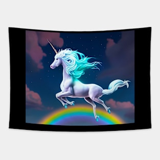 Mystic Nights Rainbow Flying Unicorn Tapestry