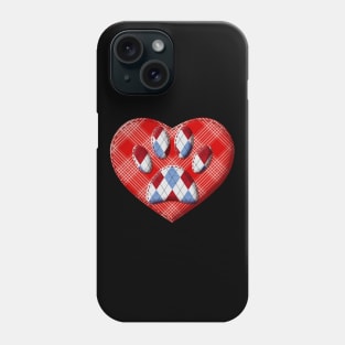 Dog Paw Print And Red Heart Drawing Phone Case