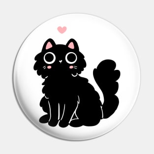 Cute black cat with a pink heart illustration Pin