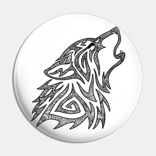 Tribal Wolf Howl Mandala Pin