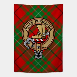 Clan MacAulay Crest over Tartan Tapestry