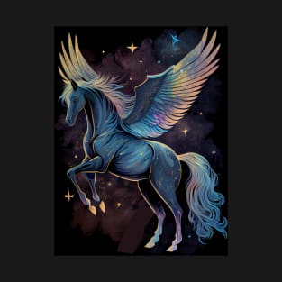 Winged Horse on Starry Night T-Shirt